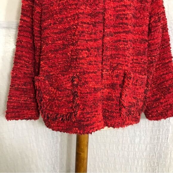 Chico’s Design Vtg Red Soft Tweed Open Sweater Jacket Size 2 ( L ) - Picture 8 of 9
